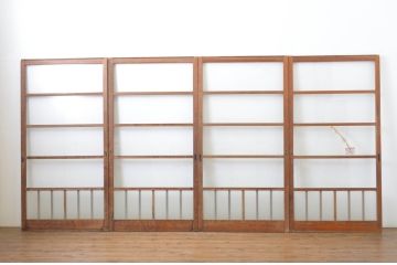 アンティーク建具　経年を感じる風合いが魅力のガラス戸4枚セット(引き戸)(R-064104)
