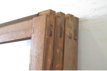 アンティーク建具　経年を感じる風合いが魅力のガラス戸4枚セット(引き戸)(R-064104)