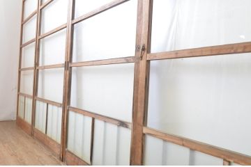 アンティーク建具　経年を感じる風合いが魅力のガラス戸4枚セット(引き戸)(R-064105)