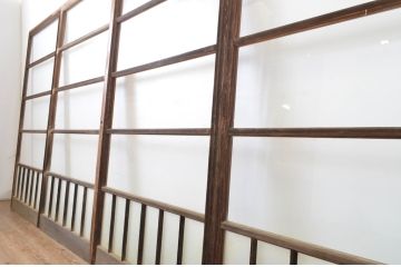 アンティーク建具　経年を感じる風合いが魅力のガラス戸4枚セット(引き戸)(R-064107)