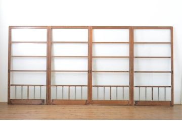 アンティーク建具　経年を感じる風合いが魅力のガラス戸4枚セット(引き戸)(R-064107)
