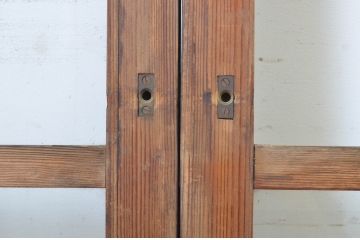 アンティーク建具　経年を感じる風合いが魅力のガラス戸4枚セット(引き戸)(R-064107)