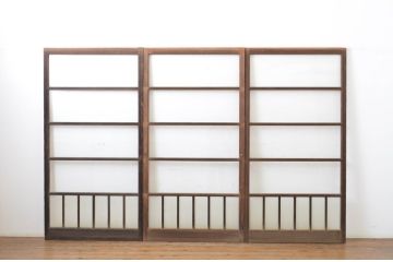 アンティーク建具　経年を感じる風合いが魅力のガラス戸3枚セット(引き戸)(R-064108)