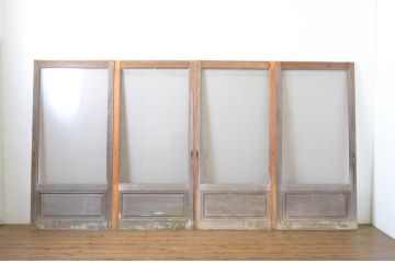 中古　ペイント仕上げ限定　大判スモークガラス入り　背の高い数寄屋のガラス戸4枚セット(引き戸)(R-064109)