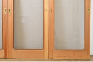 アンティーク建具　シンプルなデザインでどんなテイストにも取り入れやすい幅狭ガラス戸4枚セット(引き戸)(R-064110)