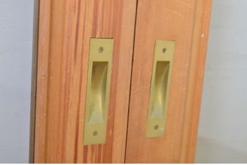アンティーク建具　シンプルなデザインでどんなテイストにも取り入れやすい幅狭ガラス戸4枚セット(引き戸)(R-064110)