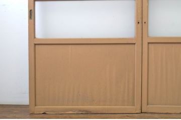 アンティーク建具　ペイント仕上げ限定　レトロな空間づくりにオススメのガラス戸2枚セット(引き戸)(R-064116)