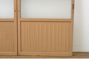 アンティーク建具　ペイント仕上げ限定　レトロな空間づくりにオススメのガラス戸2枚セット(引き戸)(R-064116)