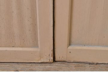 アンティーク建具　ペイント仕上げ限定　レトロな空間づくりにオススメのガラス戸2枚セット(引き戸)(R-064116)