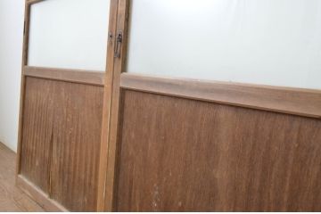 アンティーク建具　ペイント仕上げ限定　レトロな空間づくりにオススメのガラス戸2枚セット(引き戸)(R-064116)