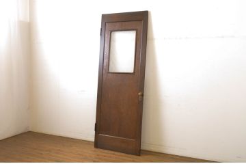 アンティーク建具　大正ロマン!!　レトロな空間づくりにオススメな背の高いダイヤガラスドア1枚(扉、ガラス戸、木製扉)(R-064117)