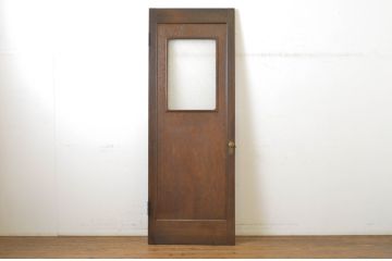 アンティーク建具　大正ロマン!!　レトロな空間づくりにオススメな背の高いダイヤガラスドア1枚(扉、ガラス戸、木製扉)(R-064117)