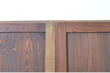 アンティーク建具　経年を感じる風合いが魅力のガラス帯戸2枚セット(引き戸、板戸)(R-064118)