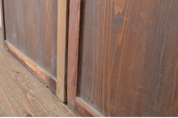 アンティーク建具　経年を感じる風合いが魅力のガラス帯戸2枚セット(引き戸、板戸)(R-064118)