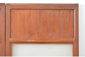 アンティーク建具　レーザー組子入り　上質な和の趣を感じさせる組子帯戸2枚セット(引き戸、ガラス帯戸)(R-064119)