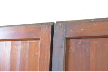 アンティーク建具　レーザー組子入り　上質な和の趣を感じさせる組子帯戸2枚セット(引き戸、ガラス帯戸)(R-064119)