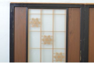 アンティーク建具　組子入りが上質な和の空間を演出するガラス板戸2枚セット(引き戸)(R-064120)