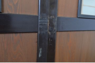 アンティーク建具　組子入りが上質な和の空間を演出するガラス板戸2枚セット(引き戸)(R-064120)