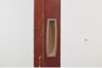 アンティーク建具　漆塗り　風情のあるデザインが魅力のガラス入り障子戸2枚セット(引き戸、ガラス帯戸)(R-064121)