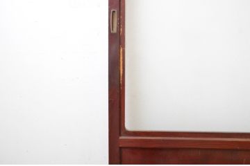 アンティーク建具　漆塗り　風情のあるデザインが魅力のガラス入り障子戸2枚セット(引き戸、ガラス帯戸)(R-064121)
