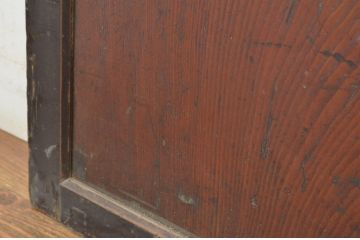 アンティーク建具　漆塗り　杉材一枚板　杢目の良い板戸2枚セット(帯戸、引き戸)(R-064123)