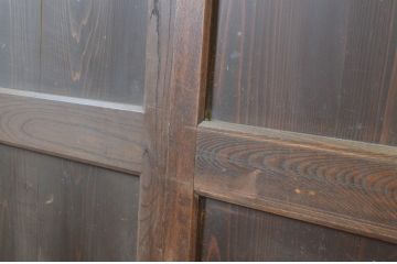 アンティーク建具　枠欅(ケヤキ)材　趣のある和空間におすすめの幅広帯戸2枚セット(板戸、引き戸)(R-064124)