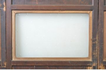 アンティーク建具　レーザー組子入れます!　上品な和空間を演出してくれるガラス帯戸4枚セット(引き戸、ガラス戸、板戸)(R-064127)