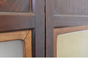 アンティーク建具　レーザー組子入れます!　上品な和空間を演出してくれるガラス帯戸4枚セット(引き戸、ガラス戸、板戸)(R-064127)