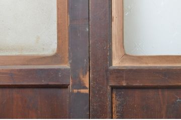 アンティーク建具　レーザー組子入れます!　上品な和空間を演出してくれるガラス帯戸4枚セット(引き戸、ガラス戸、板戸)(R-064127)