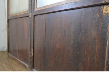 アンティーク建具　レーザー組子入れます!　上品な和空間を演出してくれるガラス帯戸4枚セット(引き戸、ガラス戸、板戸)(R-064127)