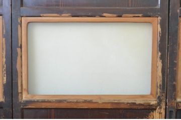 アンティーク建具　レーザー組子入れます!　上品な和空間を演出してくれるガラス帯戸4枚セット(引き戸、ガラス戸、板戸)(R-064127)