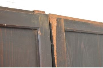 アンティーク建具　レーザー組子入れます!　上品な和空間を演出してくれるガラス帯戸4枚セット(引き戸、ガラス戸、板戸)(R-064127)