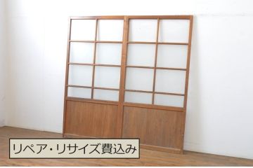 アンティーク建具　和の雰囲気を演出するガラス戸2枚セット(引き戸)(R-064128)