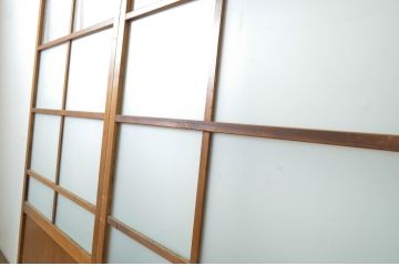 アンティーク建具　和の雰囲気を演出するガラス戸2枚セット(引き戸)(R-064128)