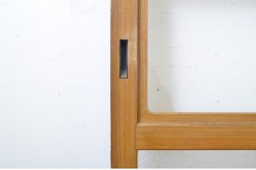 アンティーク建具　モール・ダイヤガラス入り　レトロなガラス戸2枚セット(引き戸、ガラス帯戸)(R-064129)