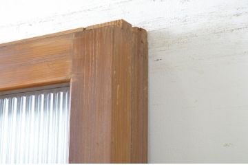 アンティーク建具　モール・ダイヤガラス入り　レトロなガラス戸2枚セット(引き戸、ガラス帯戸)(R-064129)