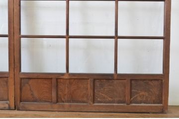 アンティーク建具　上品な和の空間づくりにおすすめの幅広ガラス戸2枚セット(引き戸)(R-064130)
