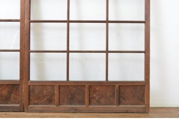 アンティーク建具　上品な和の空間づくりにおすすめの幅広ガラス戸2枚セット(引き戸)(R-064131)