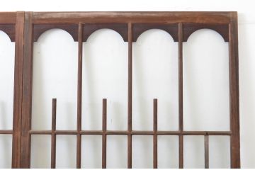 アンティーク建具　大正ロマン　アールデコな幅広ガラス戸2枚セット(引き戸)(R-064132)