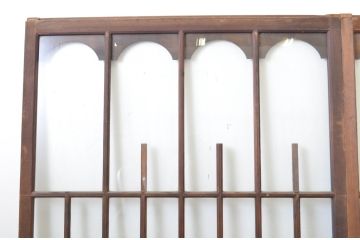 アンティーク建具　大正ロマン　アールデコな幅広ガラス戸2枚セット(引き戸)(R-064132)