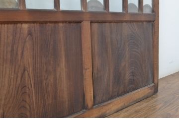 アンティーク建具　大正ロマン　アールデコな幅広ガラス戸2枚セット(引き戸)(R-064132)