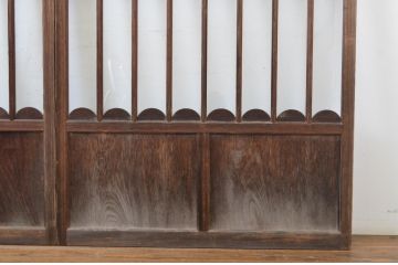 アンティーク建具　大正ロマン　アールデコな幅広ガラス戸2枚セット(引き戸)(R-064133)
