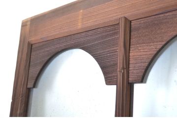 アンティーク建具　大正ロマン　アールデコな幅広ガラス戸2枚セット(引き戸)(R-064133)