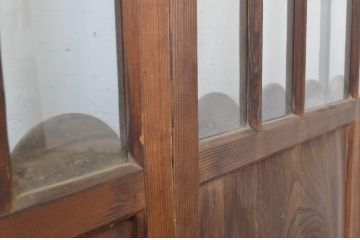 アンティーク建具　大正ロマン　アールデコな幅広ガラス戸2枚セット(引き戸)(R-064133)