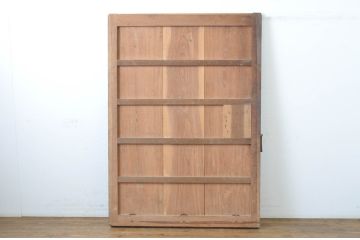 アンティーク建具　漆塗り　総欅(ケヤキ)材　重厚感のある佇まいが魅力の蔵戸1枚(玄関戸、引き戸)(R-064135)