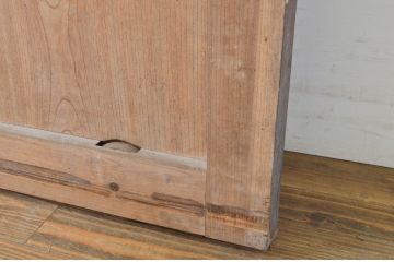 アンティーク建具　漆塗り　総欅(ケヤキ)材　重厚感のある佇まいが魅力の蔵戸1枚(玄関戸、引き戸)(R-064135)