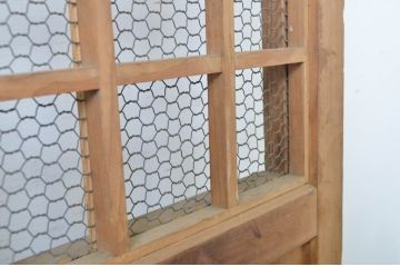 アンティーク建具　歴史を刻んだ風合いが趣あるマス目格子蔵戸1枚(きつね格子、狐格子、玄関戸、引き戸)(R-064137)