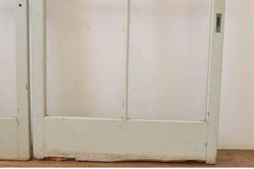 アンティーク建具　レトロな雰囲気たっぷりな背の高い店舗用ガラス戸3枚セット(引き戸)(R-064140)