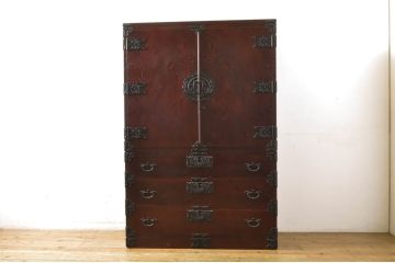 中古　美品　埼玉県 伝統工芸品　武州箪笥　佐久間作　上質な和の空間づくりにおすすめの和タンス(着物箪笥、衣装たんす、チェスト、引き出し)(R-064145)