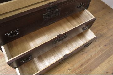 中古　美品　埼玉県 伝統工芸品　武州箪笥　佐久間作　上質な和の空間づくりにおすすめの和タンス(着物箪笥、衣装たんす、チェスト、引き出し)(R-064145)